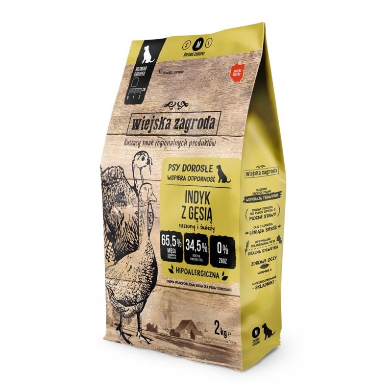 WIEJSKA ZAGRODA Turkey with goose M - dry dog food - 2kg