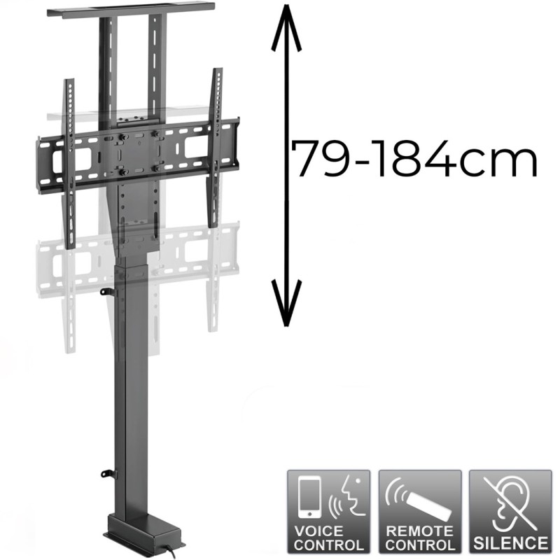 Maclean MC-866T Smart Motorized Electric TV Lift TUYA Mobile App Floor Mount Bracket Alexa Google Home 37''-80'' 60kg Cabinet VESA (EU plug)