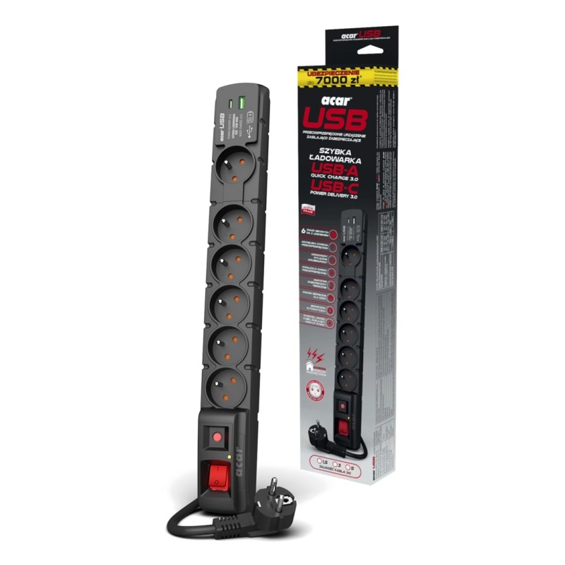 Listwa zasilająca Acar S8 FA RACK (3m ; czarny) Listwa zasilająca Acar S8 FA RACK (3m ; czarny)