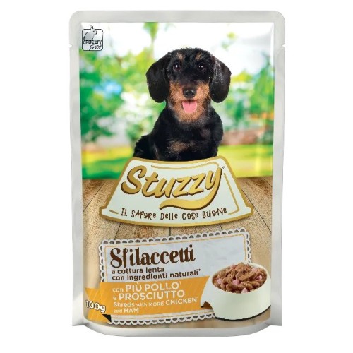 STUZZY Sfilaccetti Chicken with ham - wet dog food - 100g STUZZY Sfilaccetti Chicken with ham - wet dog food - 100g