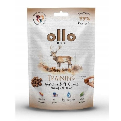 OLLO Air Dried Training Venison Cubes - dog treat - 80g