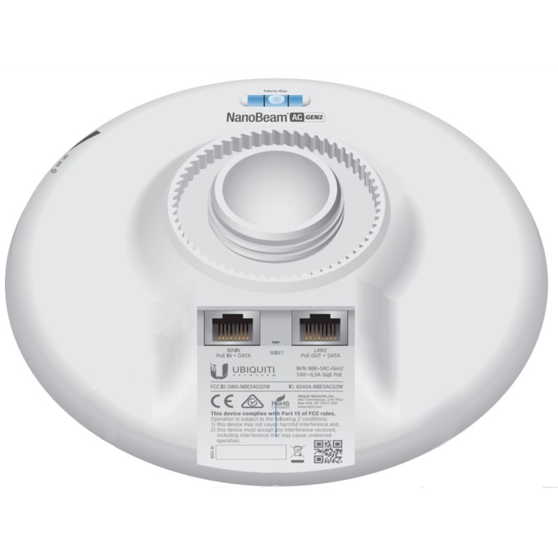 Ubiquiti NanoBeam 5AC Gen 2 Network bridge 450 Mbit/s White Ubiquiti NanoBeam 5AC Gen 2 Network bridge 450 Mbit/s White