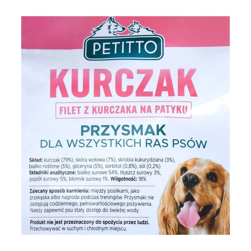 PETITTO Chicken fillet on a stick - dog treat - 500 g PETITTO Chicken fillet on a stick - dog treat - 500 g