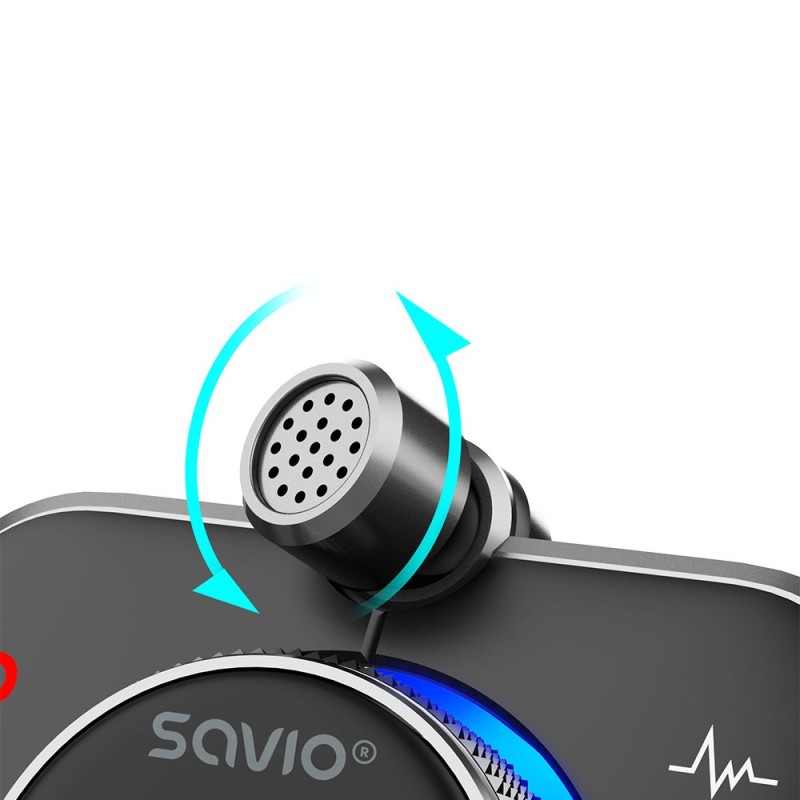 SAVIO FM transmitter, Bluetooth 5.0, QC/PD 3.0 charger, ENC, AUX OUT, Micro SD, TR-14, black SAVIO FM transmitter, Bluetooth 5.0, QC/PD 3.0 charger, ENC, AUX OUT, Micro SD, TR-14, black