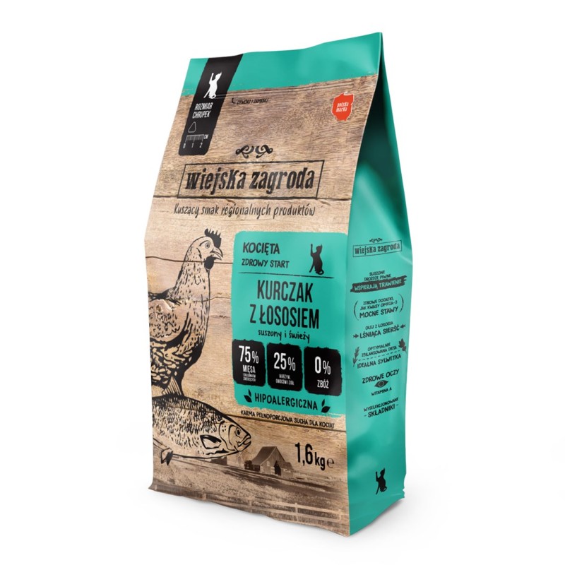 WIEJSKA ZAGRODA Chicken with salmon for kittens - dry cat food - 1,6kg WIEJSKA ZAGRODA Chicken with salmon for kittens - dry cat food - 1,6kg