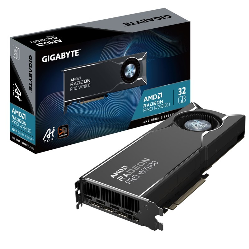 GIGABYTE Radeon PRO W7800 AI TOP 32G Graphics Card - 32GB GDDR6, 256bit, PCI-E 4.0, 3 x DisplayPort 2.1, W7800 AI TOP 32G