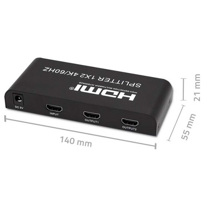 Qoltec 51797 Active HDMI Splitter 2 x HDMI 4K x 2K | 6Gb/s | 60Hz Qoltec 51797 Active HDMI Splitter 2 x HDMI 4K x 2K | 6Gb/s | 60Hz