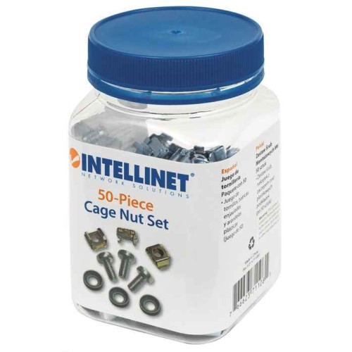Intellinet Cage Nut Set (50 Pack), M6 Nuts, Bolts and Washers, Suitable for Network Cabinets/Server Racks, Plastic Storage Jar, Lifetime Warranty Intellinet Cage Nut Set (50 Pack), M6 Nuts, Bolts and Washers, Suitable for Network Cabinets/Server Racks, Plastic Storage Jar, Lifetime Warranty