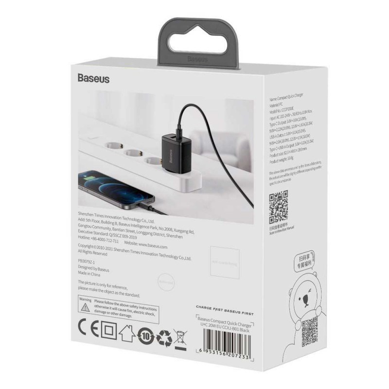 Baseus CCXJ-B01 mobile device charger Universal Black AC Fast charging Indoor Baseus CCXJ-B01 mobile device charger Universal Black AC Fast charging Indoor