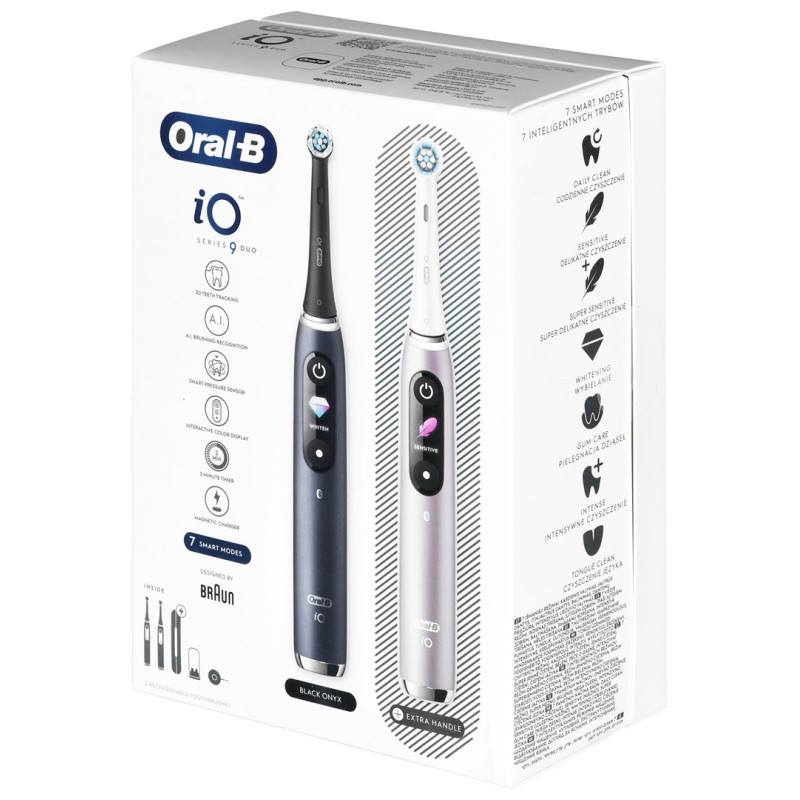 BRAUN ORAL-B ELECTRIC TOOTHBRUSH IO 9N SET DUO BLACK ONYX & ROSE QUARTZ BRAUN ORAL-B ELECTRIC TOOTHBRUSH IO 9N SET DUO BLACK ONYX & ROSE QUARTZ