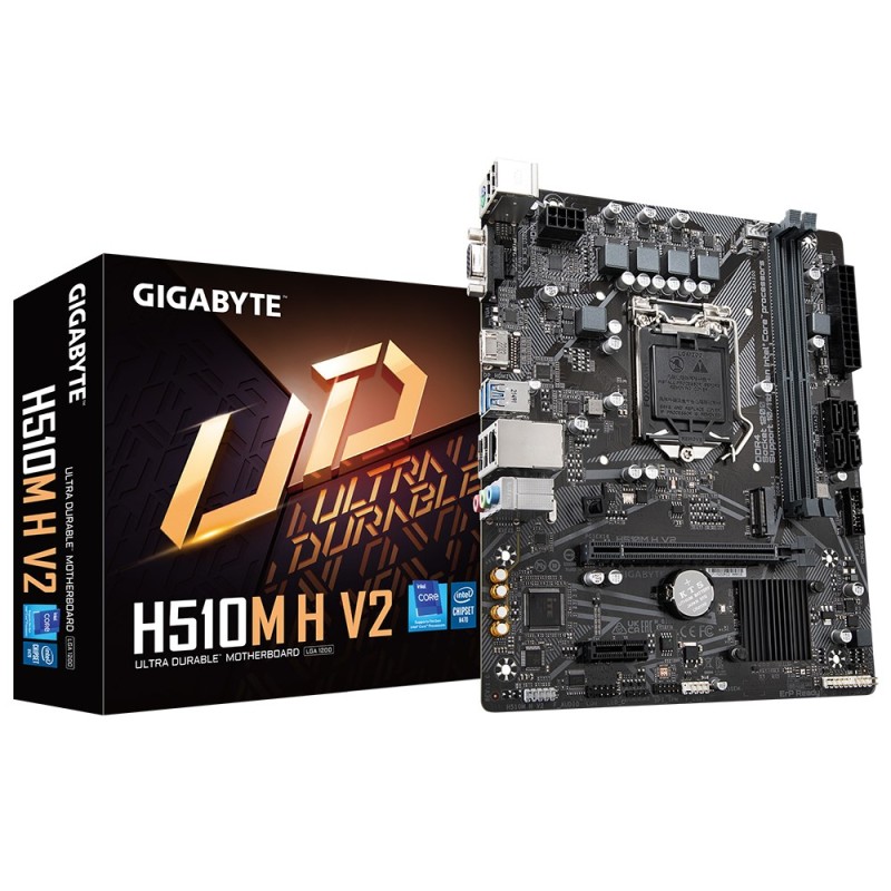 GIGABYTE H510M H V2 Motherboard - Supports Intel Core 11th CPUs, up to 3200MHz DDR4 (OC), 1xPCIe 3.0 M.2, GbE LAN, USB 3.2 Gen 1