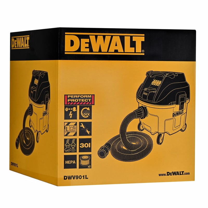 DeWALT DWV901L dust extractor Black, Yellow 30 L 1400 W DeWALT DWV901L dust extractor Black, Yellow 30 L 1400 W