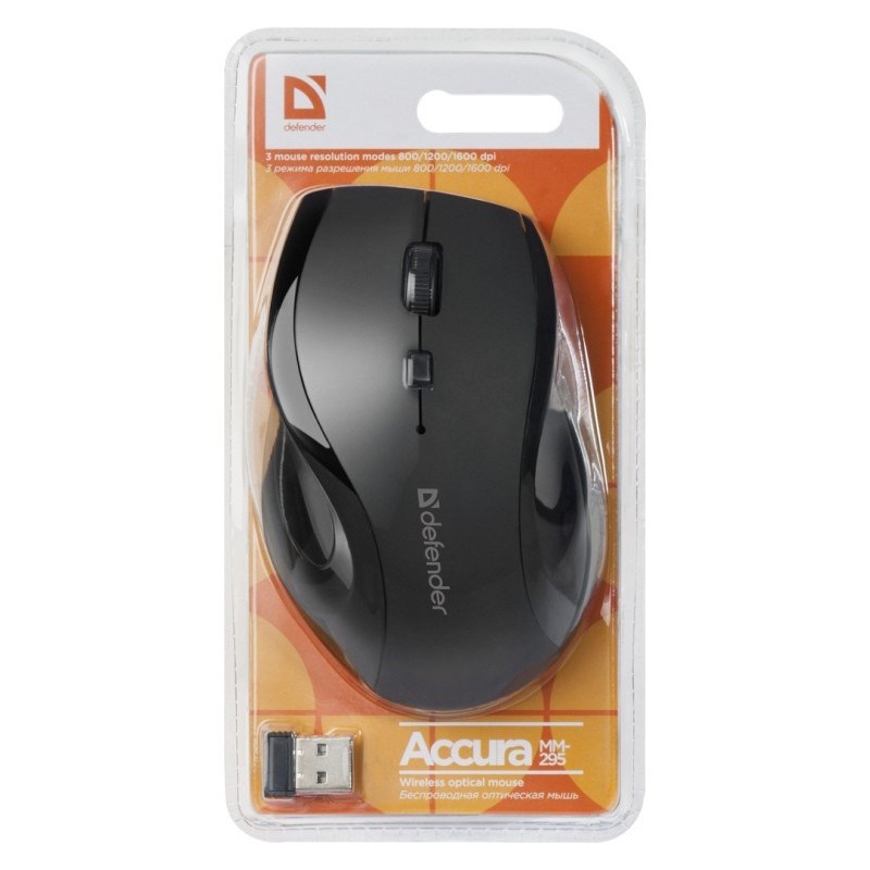 MOUSE DEFENDER ACCURA MM-295 RF BLACK OPTICAL 1600DPI 6P MOUSE DEFENDER ACCURA MM-295 RF BLACK OPTICAL 1600DPI 6P