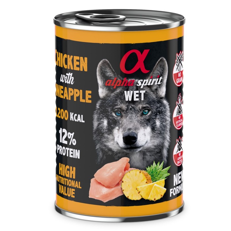 ALPHA SPIRIT WET Chicken with Pineapple - wet dog food - 400g ALPHA SPIRIT WET Chicken with Pineapple - wet dog food - 400g