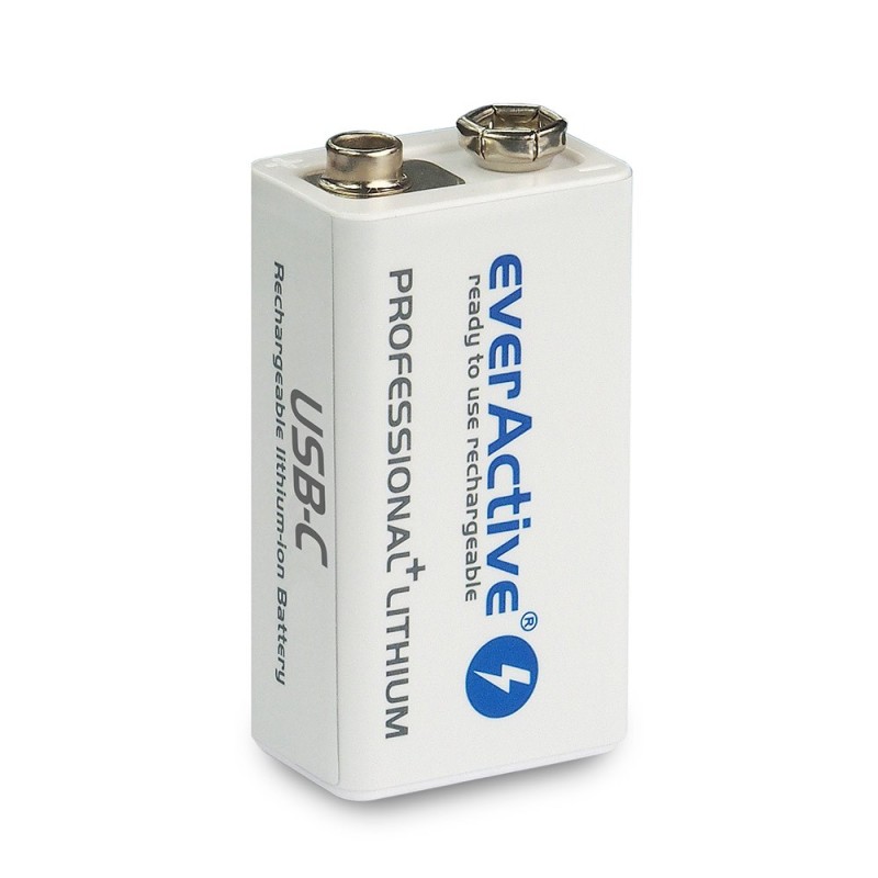 Rechargeable battery everActive 6F22/9V Li-ion 550 mAh with USB TYPE C Rechargeable battery everActive 6F22/9V Li-ion 550 mAh with USB TYPE C