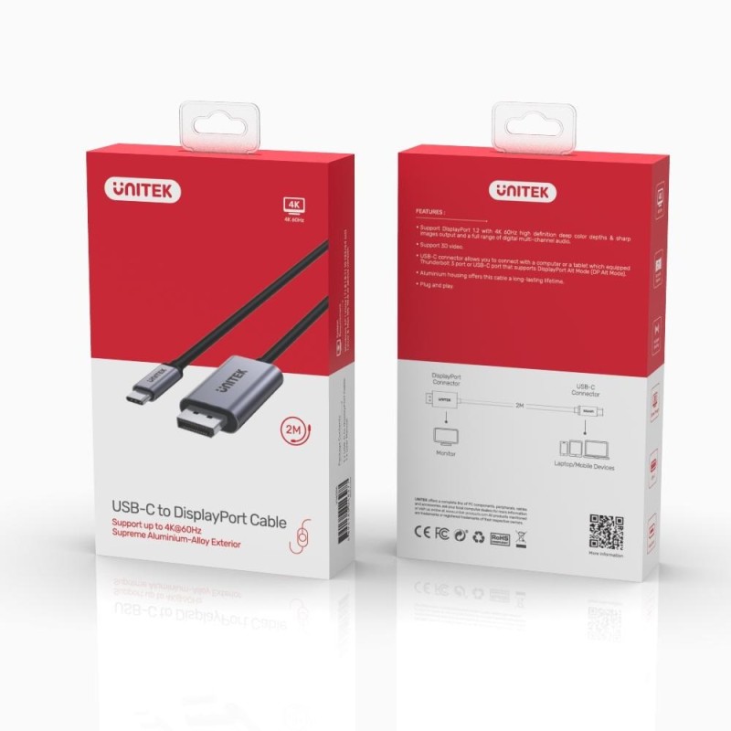 UNITEK V1409A cable gender changer USB-C DisplayPort Black, Grey UNITEK V1409A cable gender changer USB-C DisplayPort Black, Grey