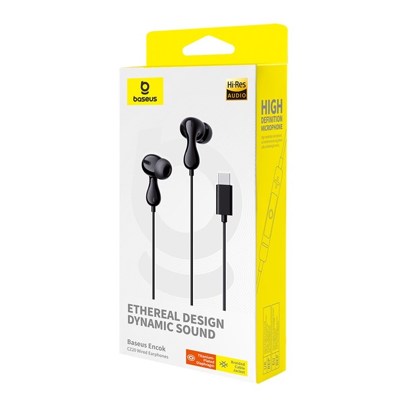 Baseus Encok CZ20 Headset Wired In-ear Calls/Music USB Type-C Black Baseus Encok CZ20 Headset Wired In-ear Calls/Music USB Type-C Black