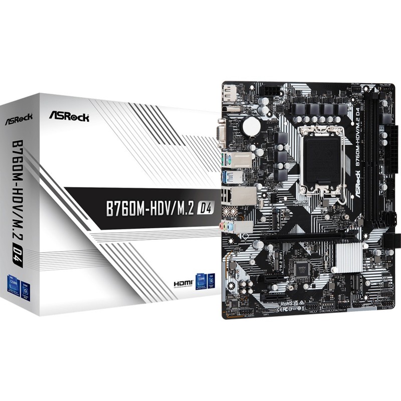 Asrock B760M-HDV/M.2 D4 Intel B760 LGA 1700 micro ATX Asrock B760M-HDV/M.2 D4 Intel B760 LGA 1700 micro ATX