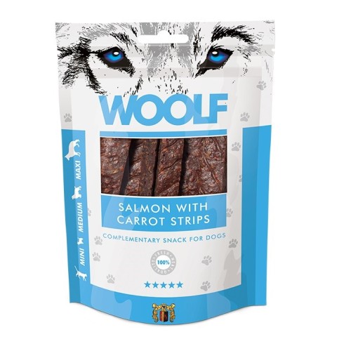 WOOLF Salmon with carrot strips - dog treat - 100g WOOLF Salmon with carrot strips - dog treat - 100g