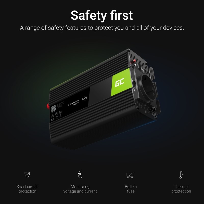Green Cell INV08 power adapter/inverter Outdoor 1000 W Black Green Cell INV08 power adapter/inverter Outdoor 1000 W Black