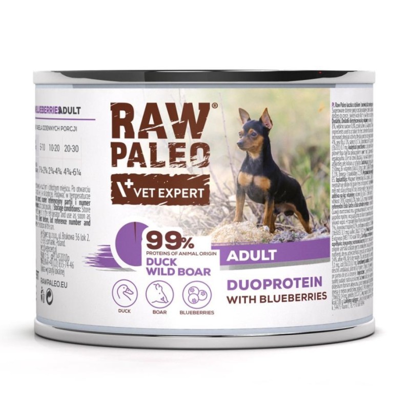 RAW PALEO Duoprotein Duck & Boar Adult - wet dog food - 200g