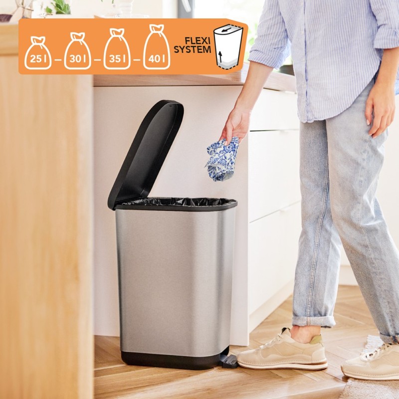 ROTHO Ribo Silver - pedal bin – 35l ROTHO Ribo Silver - pedal bin – 35l