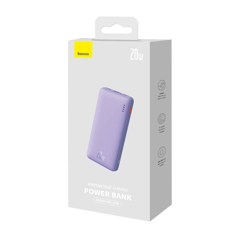 Baseus Airpow Lithium polymer power bank 10000 mAh 20 W Purple Baseus Airpow Lithium polymer power bank 10000 mAh 20 W Purple