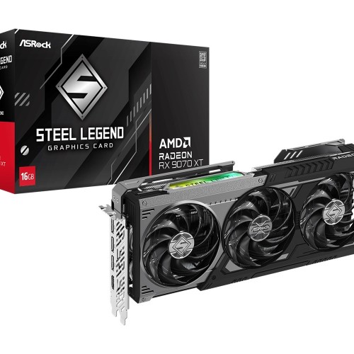 ASRock AMD Radeon™ RX 9070 XT Steel Legend Dark 16GB graphics card ASRock AMD Radeon™ RX 9070 XT Steel Legend Dark 16GB graphics card