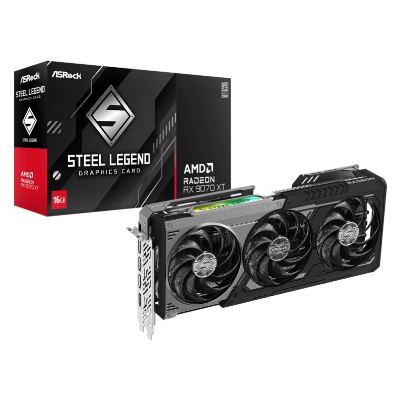 ASRock AMD Radeon™ RX 9070 XT Steel Legend Dark 16GB graphics card ASRock AMD Radeon™ RX 9070 XT Steel Legend Dark 16GB graphics card