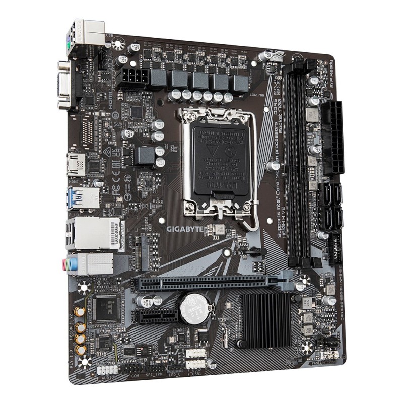 GIGABYTE H610M H V2 Motherboard - Supports Intel Core 14th CPUs, 4+1+1 Hybrid Digital VRM, up to 5600MHz DDR5, 1xPCIe 3.0 M.2, GbE LAN, USB 3.2 Gen 1