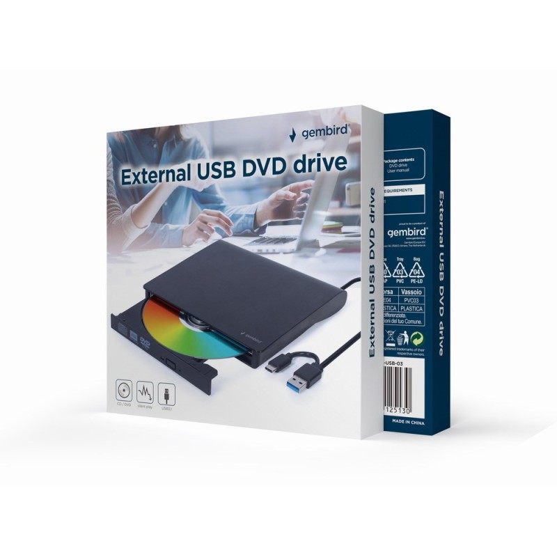 Gembird DVD-USB-03 External USB DVD drive, black Gembird DVD-USB-03 External USB DVD drive, black