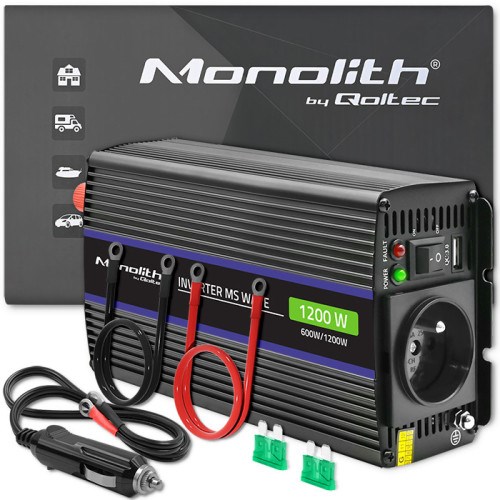 Qoltec Monolith power adapter/inverter Auto/Indoor 600 W Black Qoltec Monolith power adapter/inverter Auto/Indoor 600 W Black