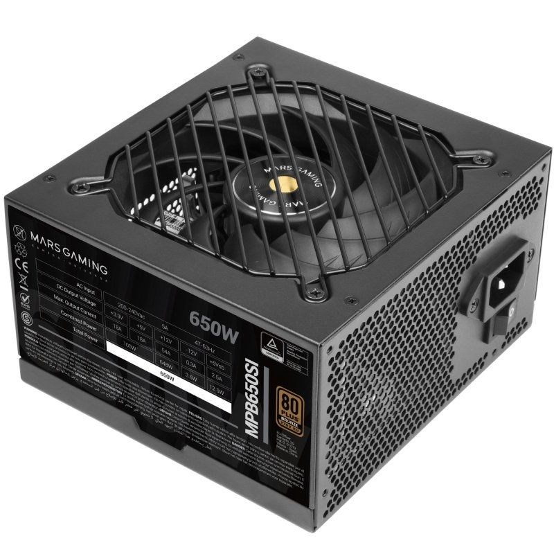 Mars Gaming MPB650SI power supply unit 650 W 24-pin ATX ATX Black Mars Gaming MPB650SI power supply unit 650 W 24-pin ATX ATX Black