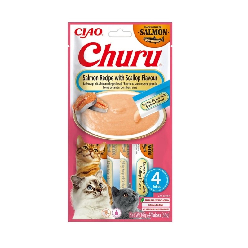 INABA Churu Salmon with scallop recipe - cat treats - 4x14g INABA Churu Salmon with scallop recipe - cat treats - 4x14g
