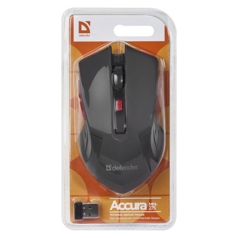 MOUSE DEFENDER ACCURA MM-275 RF BLACK & RED OPTICAL 1600DPI 6P MOUSE DEFENDER ACCURA MM-275 RF BLACK & RED OPTICAL 1600DPI 6P
