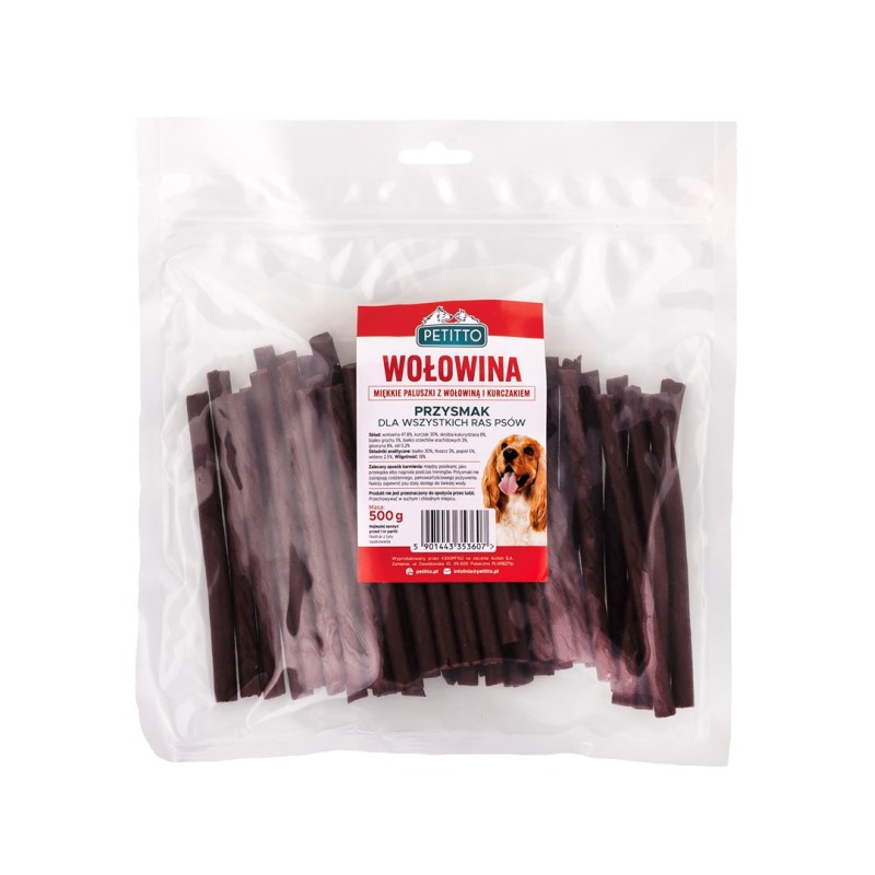 PETITTO - Miękkie Paluszki z Wołowiny - Przysmak dla psa - 500g PETITTO - Miękkie Paluszki z Wołowiny - Przysmak dla psa - 500g