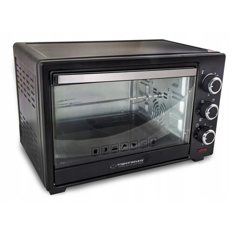 Esperanza EKO006 Mini oven with convection and spit 25 l 1600W Black Esperanza EKO006 Mini oven with convection and spit 25 l 1600W Black