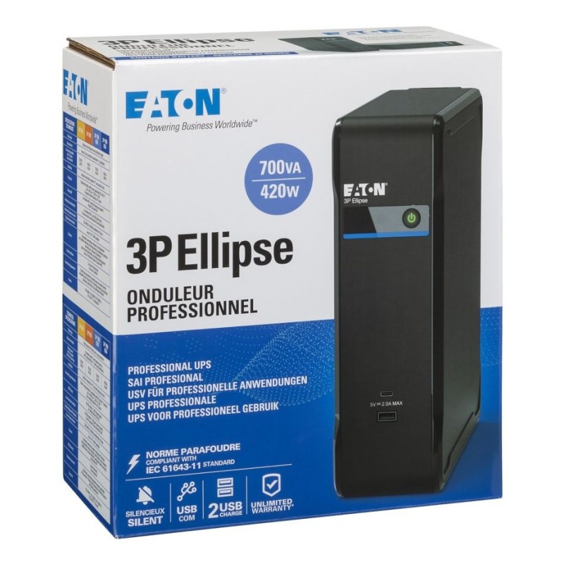 Eaton 3P Ellipse 700 uninterruptible power supply (UPS) Standby (Offline) 0.7 kVA 420 W 4 AC outlet(s)