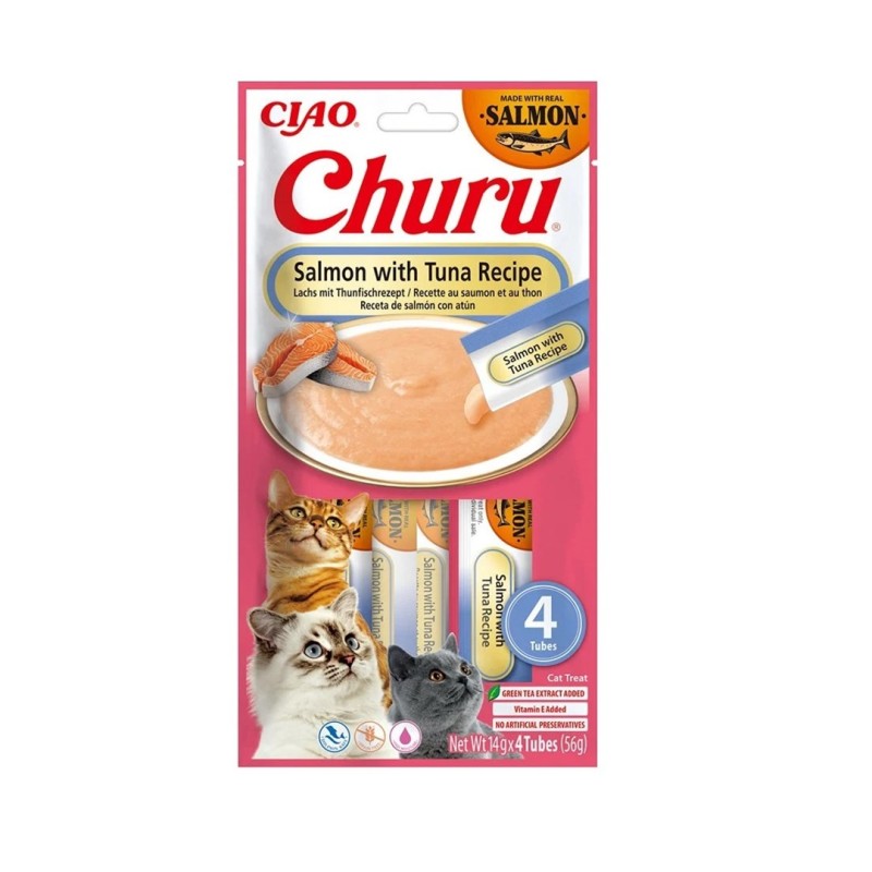 INABA Churu Salmon with tuna recipe - cat treats - 4x14g INABA Churu Salmon with tuna recipe - cat treats - 4x14g