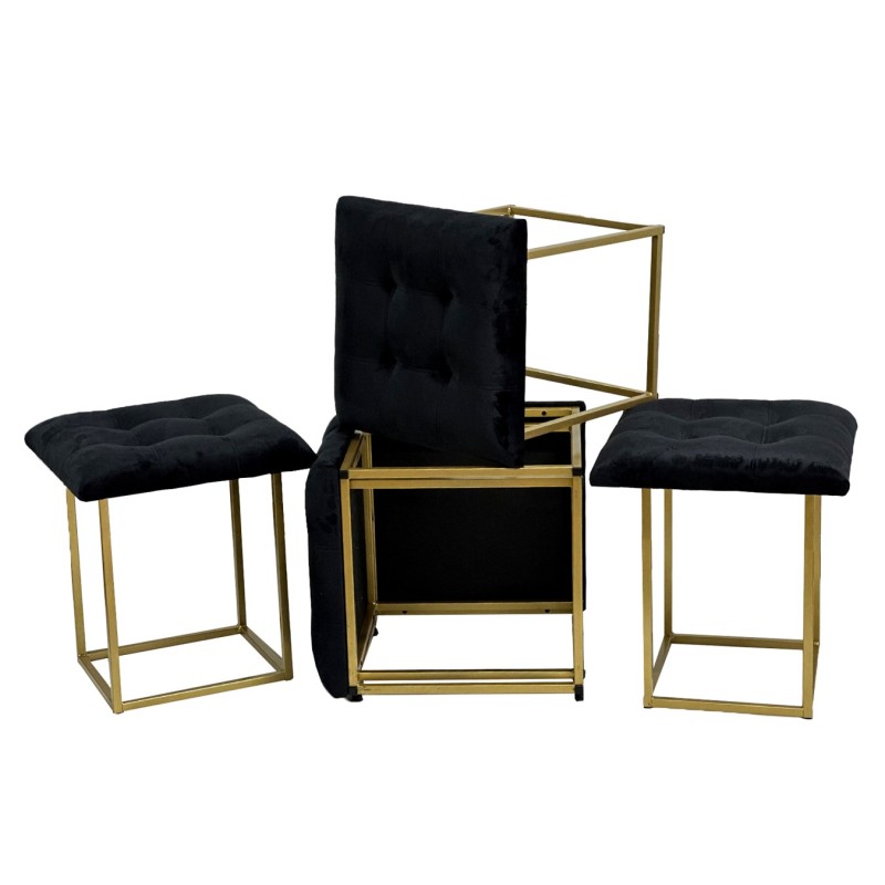 Puff-transformer 5in1 - 5 stools in 1 pouffe black velvet Puff-transformer 5in1 - 5 stools in 1 pouffe black velvet