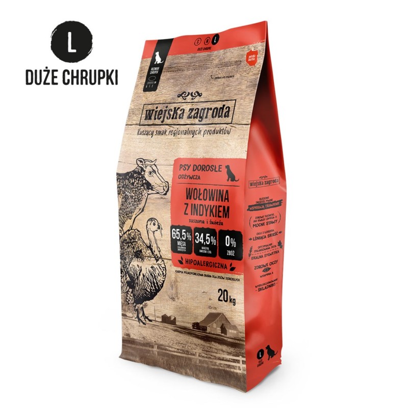 Rural Farm Beef with turkey L - dry dog food - 20kg Rural Farm Beef with turkey L - dry dog food - 20kg