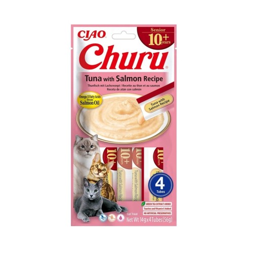 INABA Churu Senior Tuna with Salmon Recipe - cat treats - 4x14g INABA Churu Senior Tuna with Salmon Recipe - cat treats - 4x14g