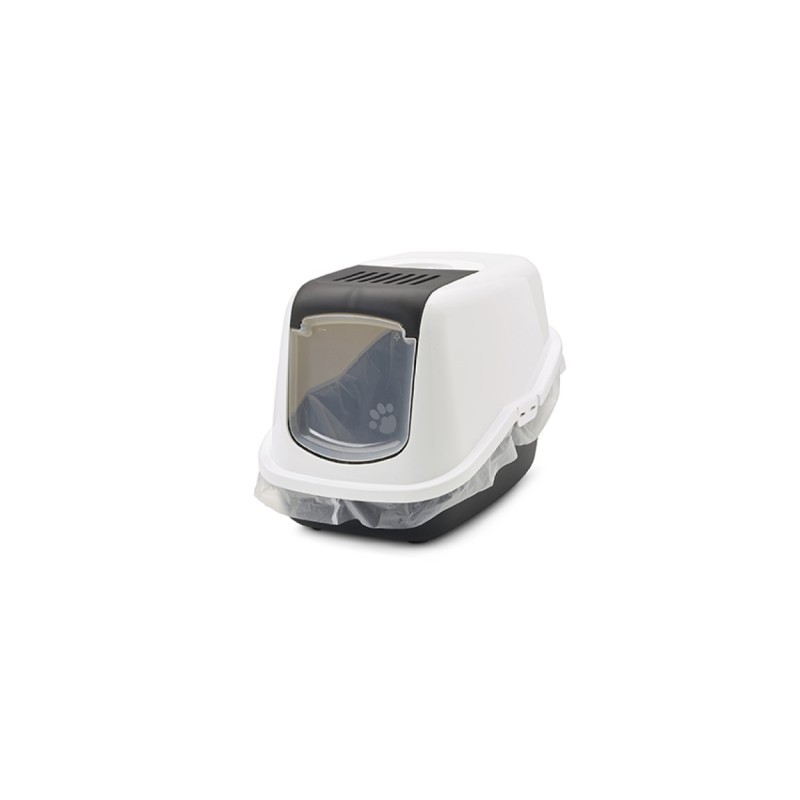 SAVIC Nestor White-Black - Covered Cat Litter Box - 56x39x38.5 cm - 1 pc SAVIC Nestor White-Black - Covered Cat Litter Box - 56x39x38.5 cm - 1 pc
