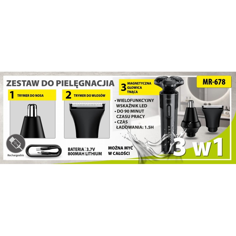 MAESTRO MR-678 3-in-1 Shaving Kit USBDo 90 min MAESTRO MR-678 3-in-1 Shaving Kit USBDo 90 min