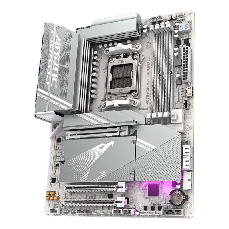 GIGABYTE X870 AORUS ELITE WIFI7 ICE Motherboard - Supports AMD Ryzen 9000 CPUs, 16+2+2 Phases Digital VRM, up to 8200MHz DDR5 (OC), 3xPCIe 5.0 + 1xPCIe 4.0, Wi-Fi 7, 2.5GbE LAN, USB 4 GIGABYTE X870 AORUS ELITE WIFI7 ICE Motherboard - Supports AMD Ryzen 9000 CPUs, 16+2+2 Phases Digital VRM, up to 8200MHz DDR5 (OC), 3xPCIe 5.0 + 1xPCIe 4.0, Wi-Fi 7, 2.5GbE LAN, USB 4