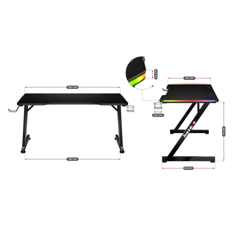 Gaming desk Huzaro Hero 2.5 RGB LED Gaming desk Huzaro Hero 2.5 RGB LED