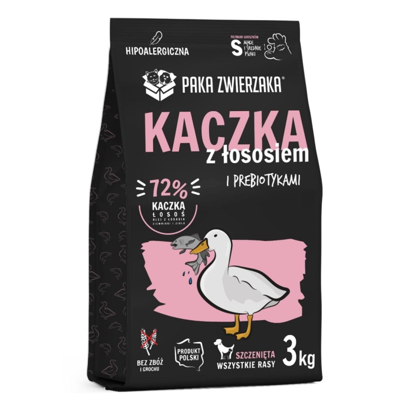PAKA ZWIERZAKA Puppy Duck with salmon S - dry dog food - 3kg