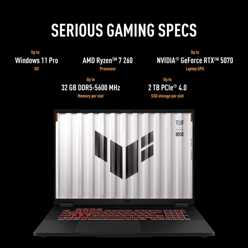 ASUS TUF Gaming A18 FA808UM-S9058 AMD Ryzen™ 7 260 Laptop 45.7 cm (18 ASUS TUF Gaming A18 FA808UM-S9058 AMD Ryzen™ 7 260 Laptop 45.7 cm (18
