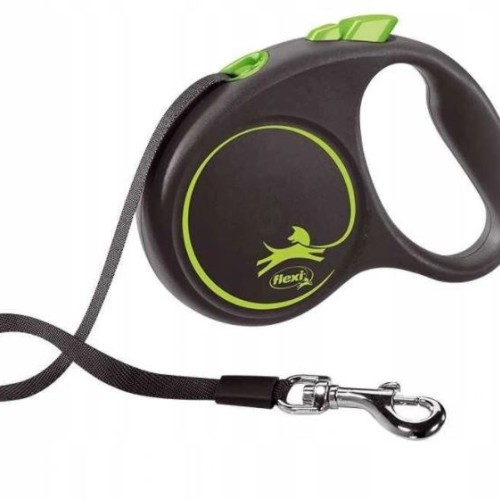 Flexi Automatic leash Black Design S 5 m, green