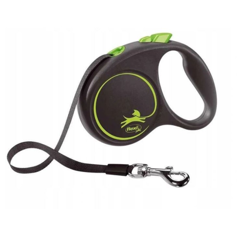 Flexi Automatic leash Black Design S 5 m, green
